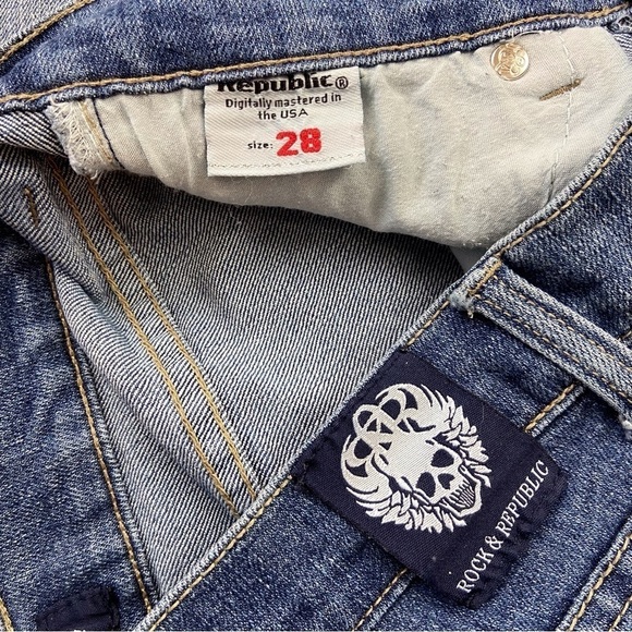 Rock & Republic low rise jeans boot cut blue stretchy denim classic size 28 moto - Picture 6 of 14